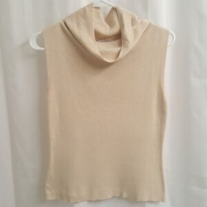 Ann Taylor Cream Sleeveless Cowl Neck Blouse